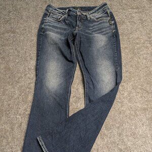 Silver Jeans Co Suki Slim Bootcut Women's 27x31 Blue Denim Button Flap Pockets